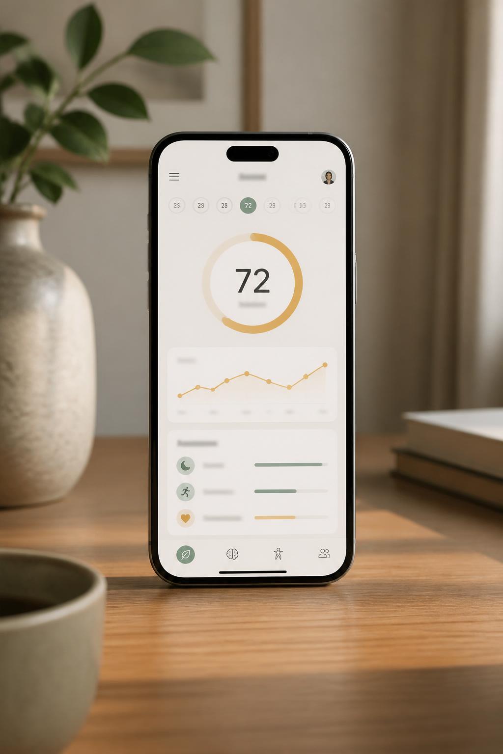 The app showing a weekly Program Adherence Rating and trend